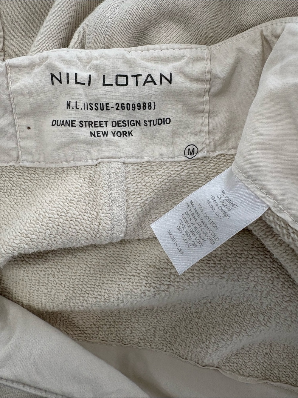 Nili Lotan Kiki Sweatpant Wide Leg Cropped Chalk Light Khaki Size Medium - Picture 5 of 5